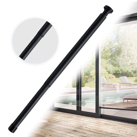 FENHRTVM Sliding Door Security Bar Rotational Adjustable Length 22-50 Inches Easy Use for Window and Sliding Glass Door Sturdy  Metal Black