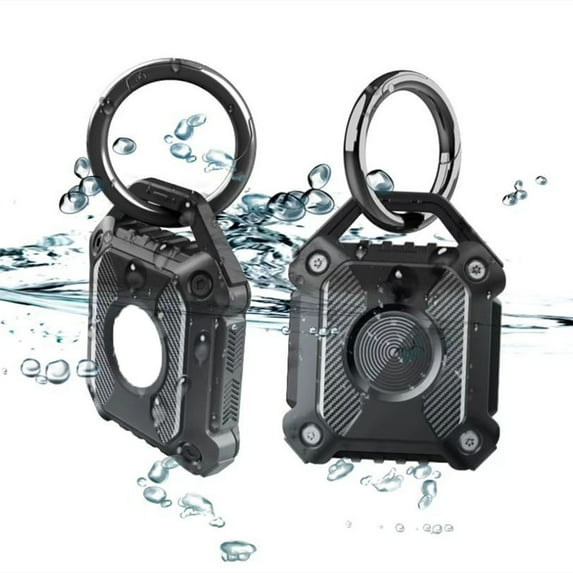 FENHYU 2PCS Waterproof Airtag Holder Keychain Case,Screw Full Cover Compatible with Apple Air Tag Tracker Key Ring for Keys/Dog Collar Black