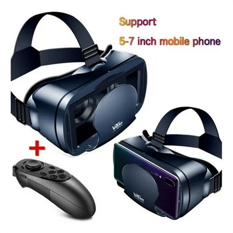 VR Headset with Controller Adjustable 3D VR Glasses Virtual Reality Headset  HD Blu-ray Eye Protected Support 5~7 Inch for Phone/Android
