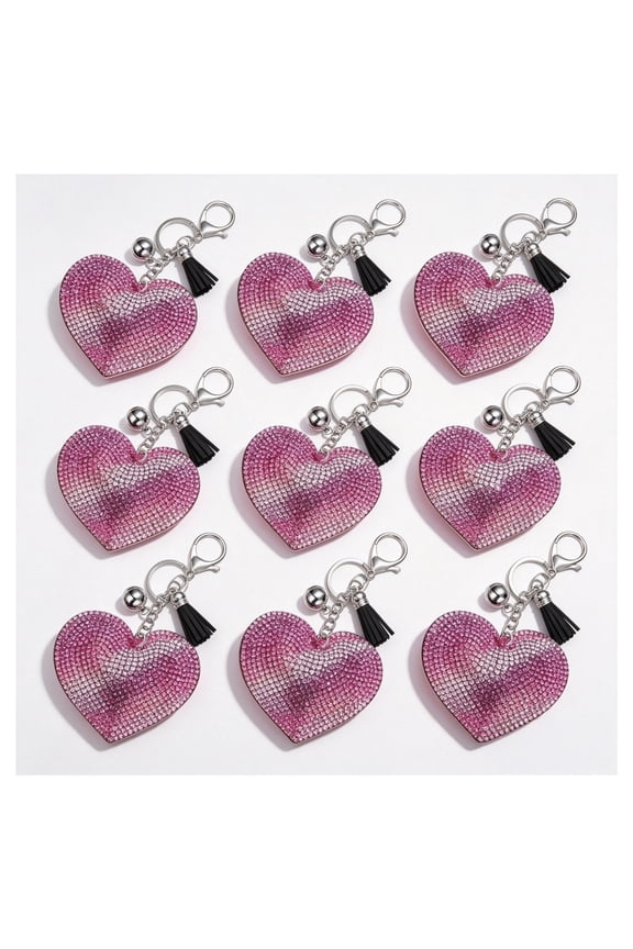 Bling Heart Rhinestone Keychain, Bulk Appreciation Gift for Coworkers Employees Team, Cute Crystal Bag Charm for Women, Welcome Gift for New Staff