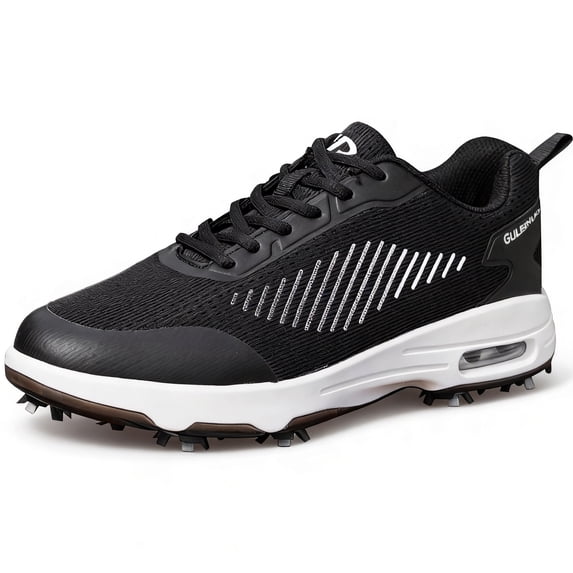FENLERN Men's Shoes Arch Support Golf Shoes, Medium Round Toe, Black, Black, 10.5 US Men