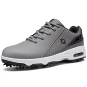 FENLERN Mens Golf Shoes Waterproof Wide Spiked Non Slip