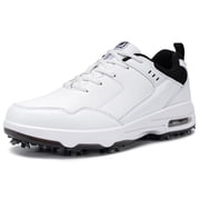 FENLERN Mens Shoes Arch Support Golf Shoes, Medium Round Toe, White, 11 US Men