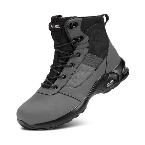 FENLERN Steel Toe Boot Men Non Slip Work Shoes Safety Toe Sneaker Side Zipper Industrail Boot High Top Shoe