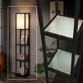 thumbnail image 1 of FENLO Fina - Floor Lamp with Shelves, Modern Shelf Floor Lamps for Living Room, Narrow Standing Corner Lamp for Bedroom Decor, Living Room Furniture with Strong Tempered Glass Shelves (Black), 1 of 6