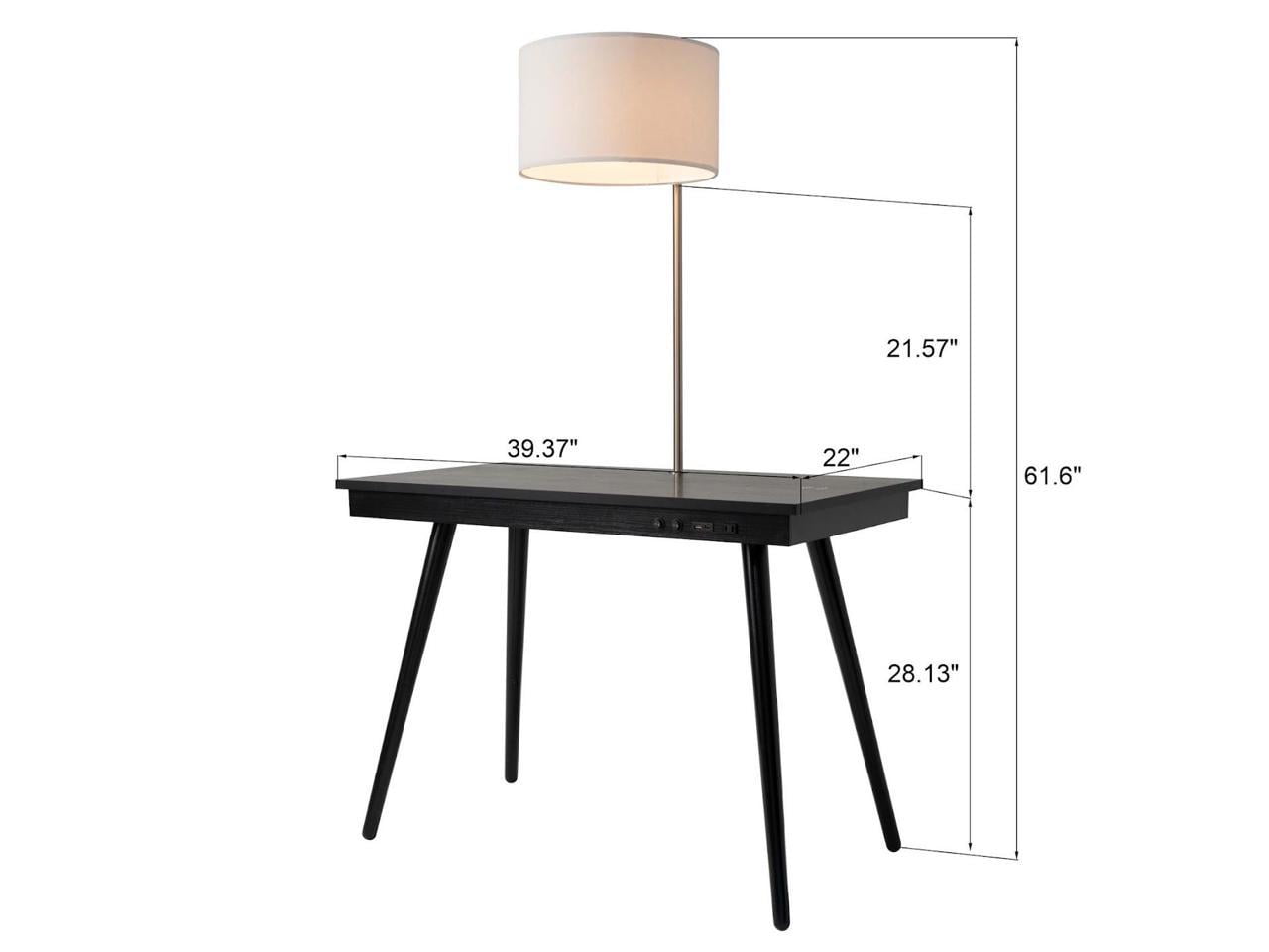 Fenlo 39'' Black Mid Century Modern Desk with Lamp