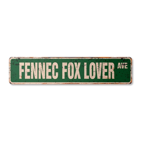 FENNEC FOX LOVER Vintage Plastic Street Sign nocturnal fox sahara north africa | Indoor/Outdoor | Â 24" Wide
