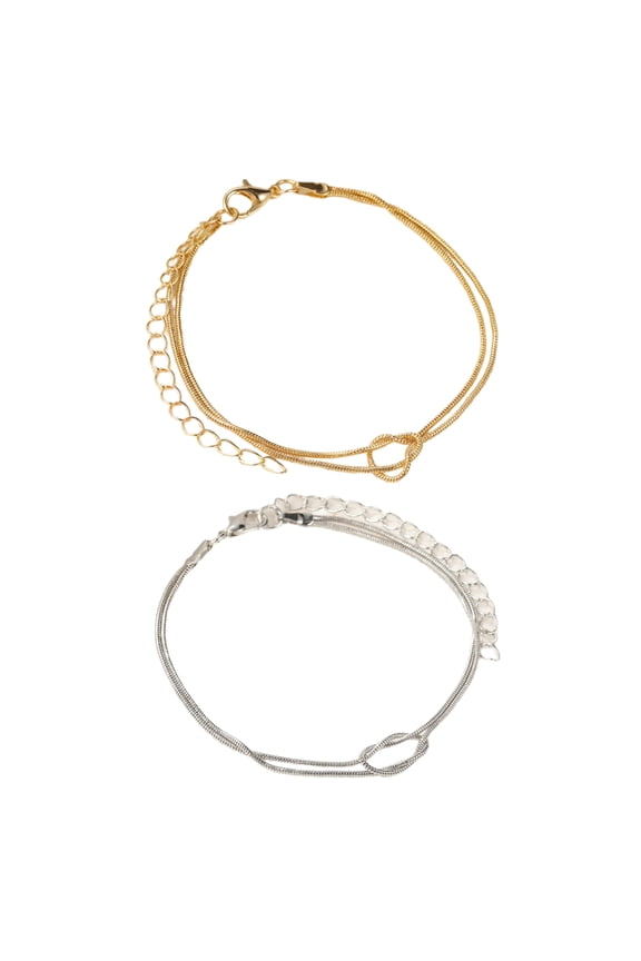 2 Pack Adjustable Knot Bracelets Couple Bracelet Unisex Bracelet Alloy Texture Fashion Accessory Simple Wrist Jewelry