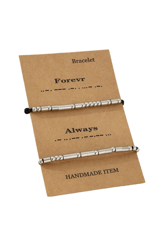 2Pieces Unique Morse Code Bracelets Couple Bracelets Artistic Bracelet Beads Bracelet for Youthful Trendsetters