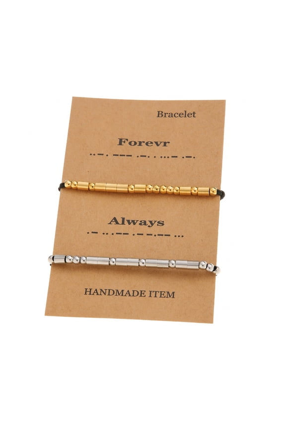 2Pieces Unique Morse Code Bracelets Couple Bracelets Artistic Bracelet Beads Bracelet for Youthful Trendsetters