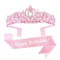 thumbnail image 1 of FENOHREFE 2pcs Birthday Party Crystal Rhinestones Tiaras Headband and Sash Set Fashion Hair Accessories for Women and Girls, 1 of 7