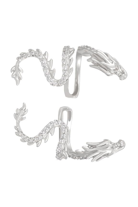 2pcs Fashion Crystal Dragon Ear Bone Clip for Women Men Punk Metal Irregular Piercing Jewelry Ear Cuff Wedding Gifts