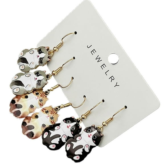 FENOHREFE 3 Pairs Hangings Tail Cat Earrings Animal Shaped Dangle Ear Drop Stylish Jewelry Elegant Ear Accessories for Parties
