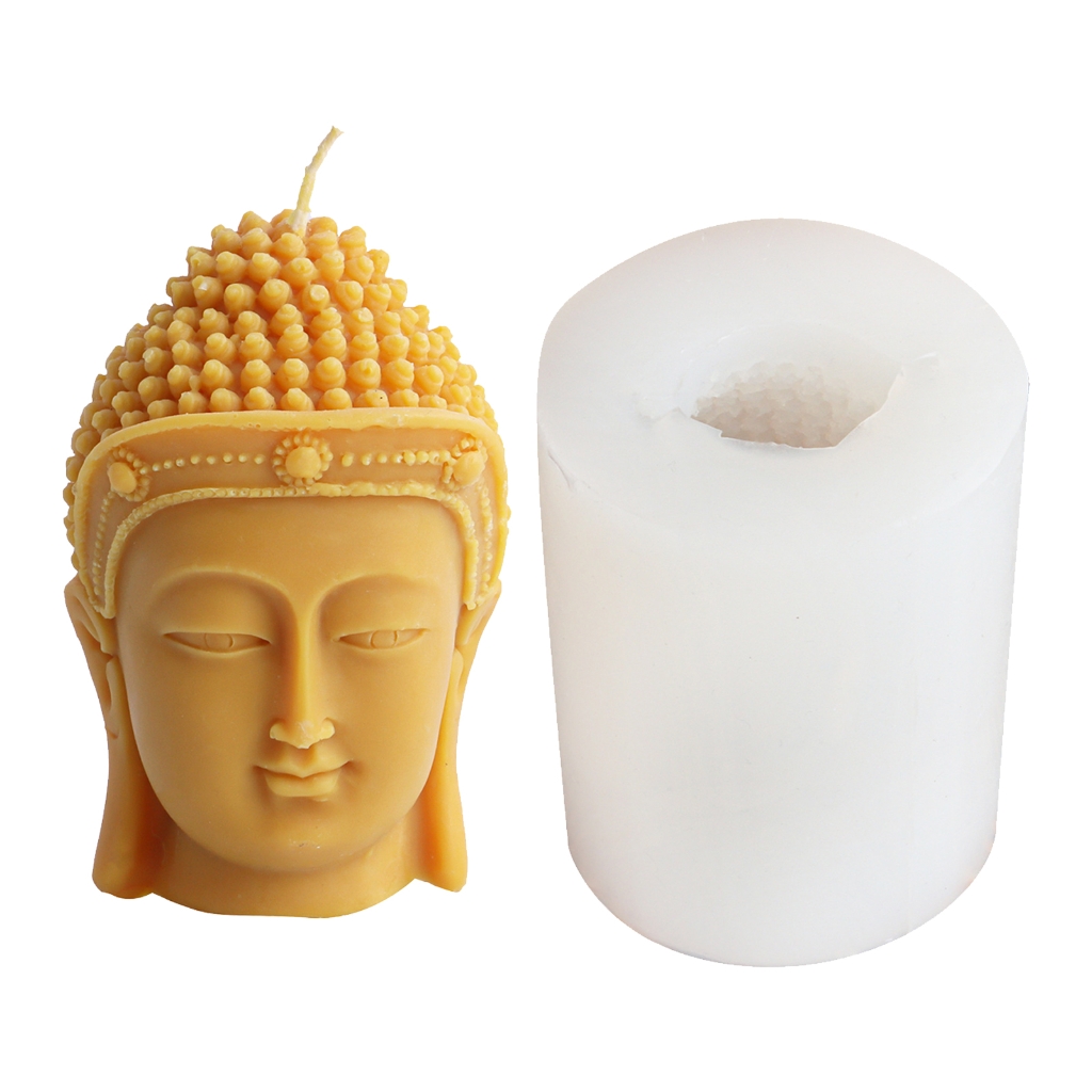 FENOHREFE 3D Buddhas Head Candle Silicone Mold Reusable Silicone Buddhas Candle Mold for Home Decors and Spiritual Crafting