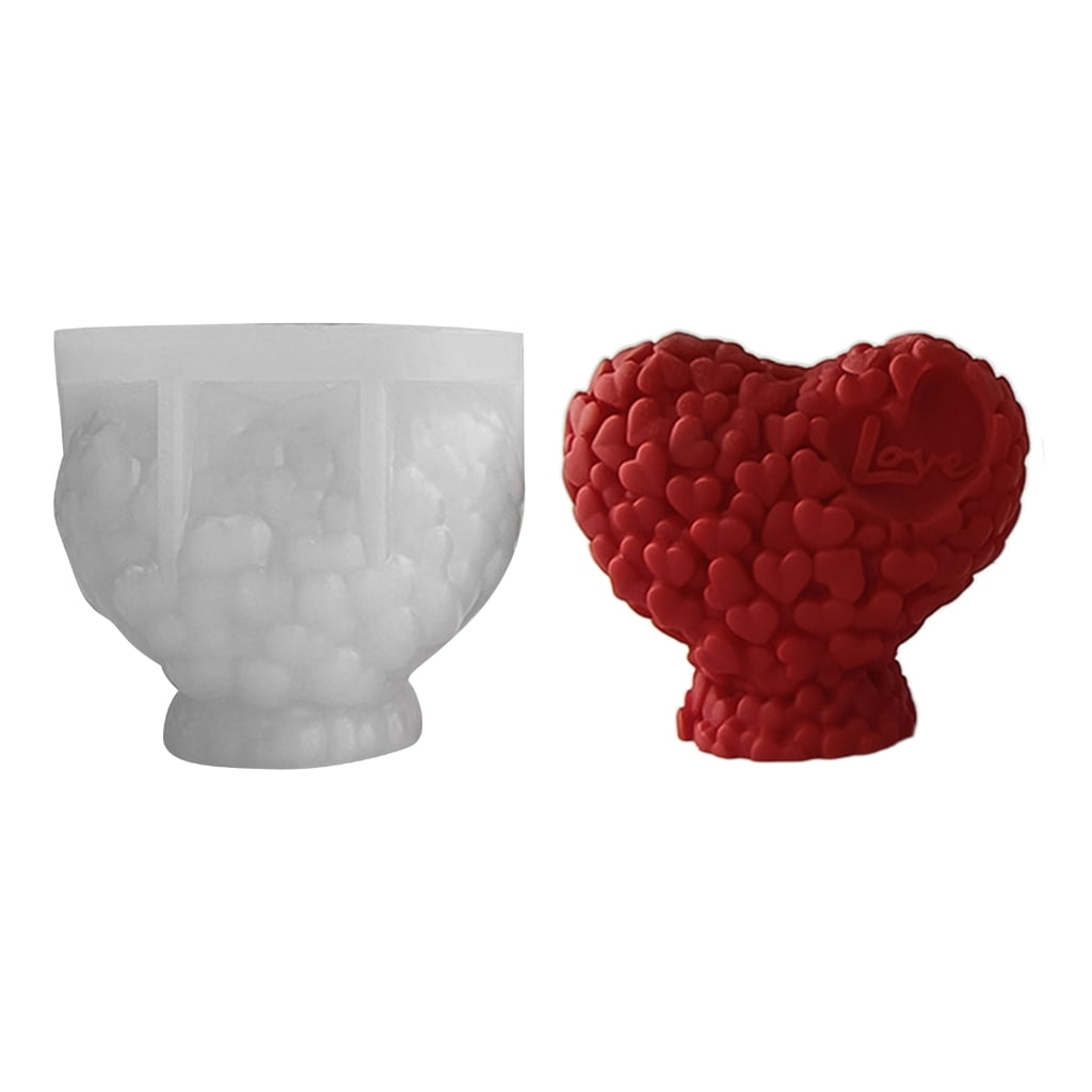 FENOHREFE 3D Love Heart Silicone Candle Mold Handmade Creative Plaster Resin Soap Making Supplies Home Gifts