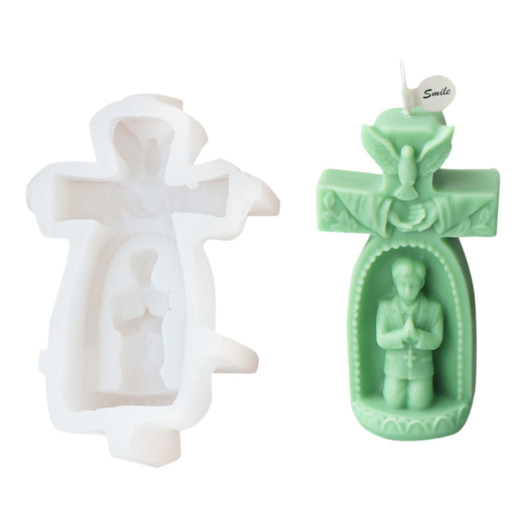 FENOHREFE 3D Silicone Mould Prayer Boy/Girl Candle Mold Epoxy Resin Molds for Ornament Crafting Moulds
