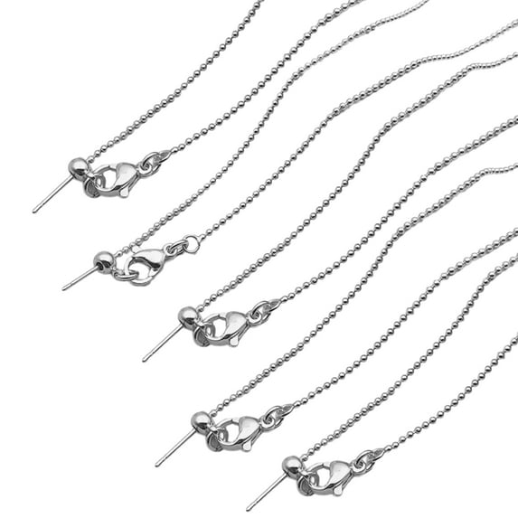 FENOHREFE 5pcs Adjustable Needle Clasp Beading Necklace Flat Chain Fashionable Women's Jewelry Making Craft Accessory