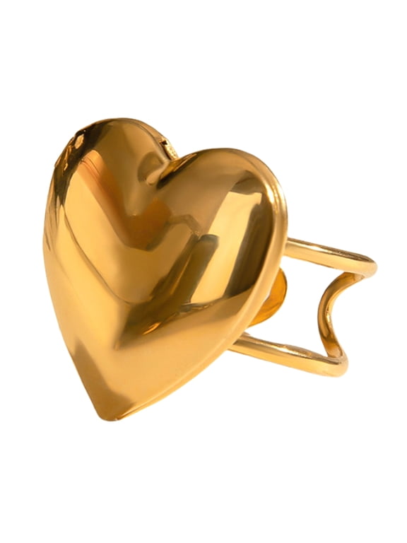 Adjustable Heart Photo Locket Rings Heart Storage Box Rings Opening Rings Stainless Steel Texture Suitable for Women