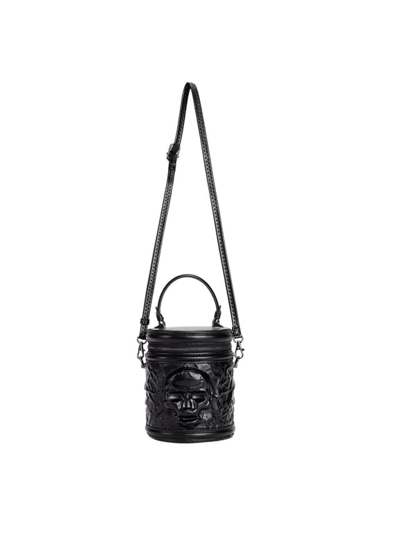All-Matching Crossbody Bag for Women Cylinder Bag Top Handle Bag Punk Shoulder Bag Skull Head Handbag Everyday Bag