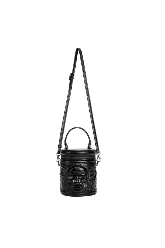 All-Matching Crossbody Bag for Women Cylinder Bag Top Handle Bag Punk Shoulder Bag Skull Head Handbag Everyday Bag