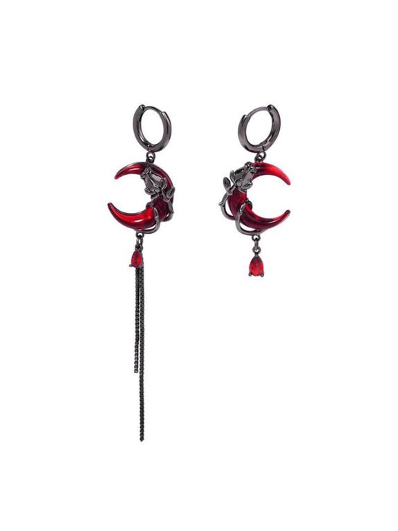 Asymmetrical Moon Drop Earrings Tassels Earrings Pendant Earrings Fashion Ear Jewelry Suitable for Various Occasion