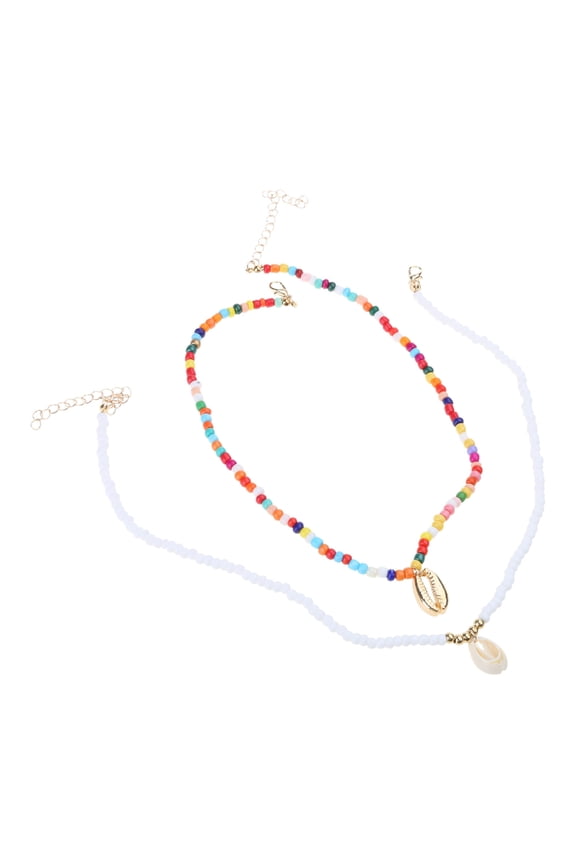 Bohemian Beaded Necklace Shell Pendant Necklace Set Unique Charm Necklace Suitable for Women Present to Any Occasion