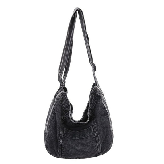 FENOHREFE Casual Denims Crossbody Bag with Adjustable Strap Multipurpose Handbag Womens Men Vintage Jean Zippered Shoulder Bag