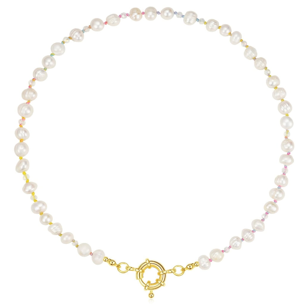 FENOHREFE Colorful Bead Necklace Handmade Necklace Adjustable Necklace Fashion Neck Jewelry Charm Necklace Present for Women