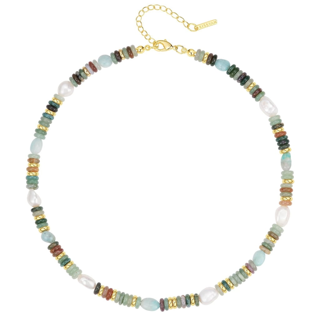 FENOHREFE Colorful Bead Necklace Handmade Necklace Adjustable Necklace Fashion Neck Jewelry Charm Necklace Present for Women