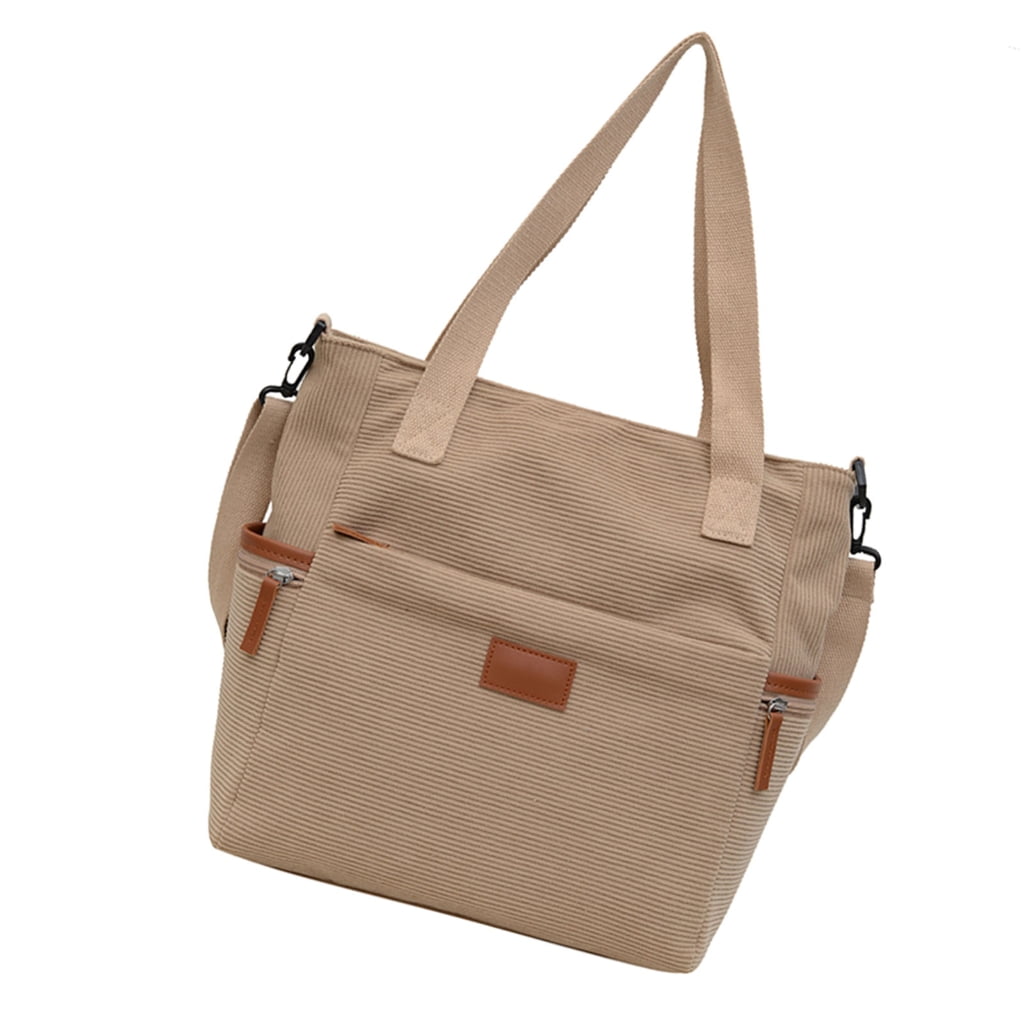 FENOHREFE Corduroy Bag For Women Large Capacity Shoulder Purse Handbag Crossbody Bag With Adjustable Strap Satchel Top Handle Bags