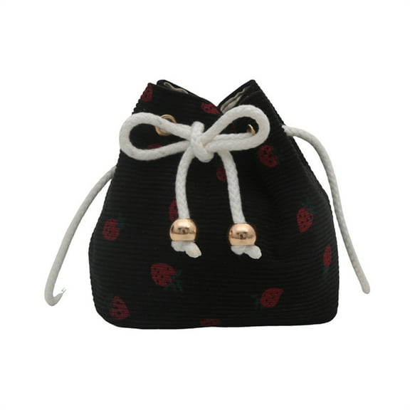 FENOHREFE Creative Drawstring Crossbody Bag In Strawberry Print Large Capacity Bucket Shoulder Bags Satchel ForTrendsetters
