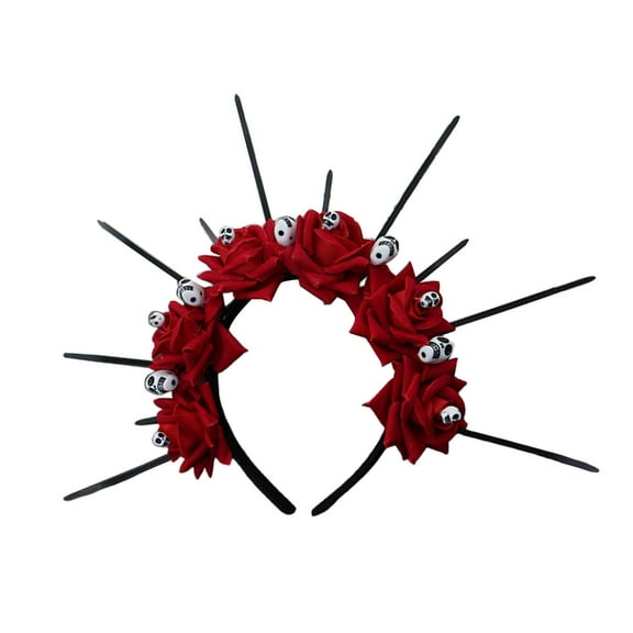 FENOHREFE Crowns Headband for Women Skull Flower Halloween Headband Dark Series Hairband Tiaras Headwear Party Costume Hairhoop
