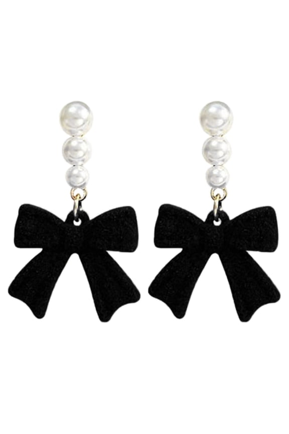 Delicate Earrings with Bowknot Pendant Ear Piercing Jewelry Fashionable Ear Hooks Adornment Jewelry for Women