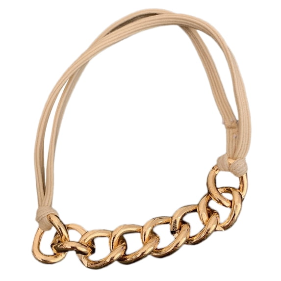 FENOHREFE Elastic Hair Ties Bracelet for Women Fashionable Metal Chain Ponytail Holder Hair Scrunchie for Thick and Curly Hair