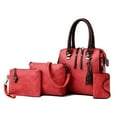 thumbnail image 1 of FENOHREFE Elegant 4 In 1 Vintage PU Leather Satchel Top Handle Bag Handbag Set with Tassels Pendant and Shoulder Strap for Women, 1 of 8