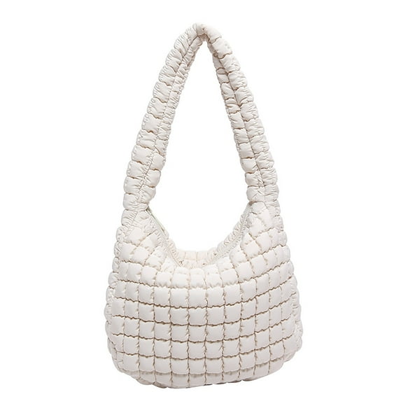 FENOHREFE Elegant Quilted Cotton Armpit Bag With Zippered Puffer Handbag Large Shoulder Bag Underarm Purse For Fashionable Women