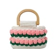 thumbnail image 1 of FENOHREFE Fashion Basket Bag Vintage Crochet Knitted Colorful Flower Small Bucket Bag Top Handle Handbag for Daily Use and Travel, 1 of 8