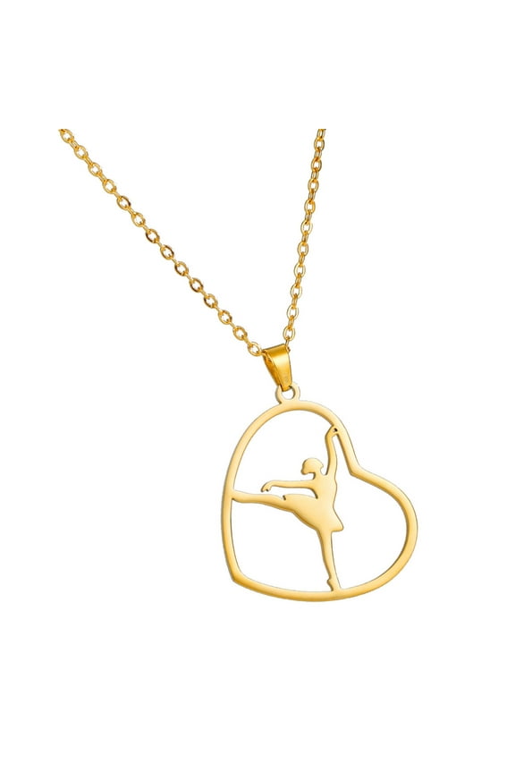Fashionable Gymnastics Charm Necklace Dance Jewelry Pendant Necklace Stainless Steel Texture for Dance Enthusiasts