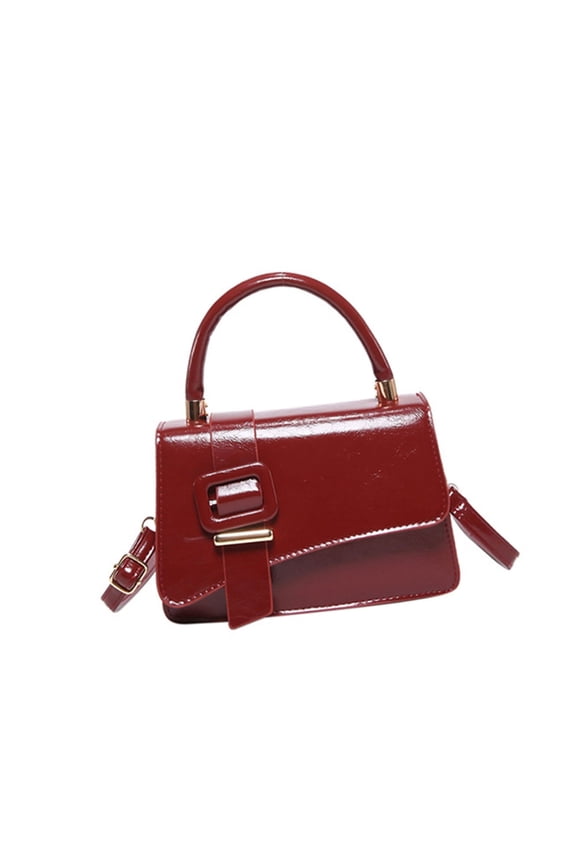 Fashionable Ladies' Small Shoulder Bag Solid Color PU Leather Crossbody Purse with Top Handle Handbag for Everyday Use