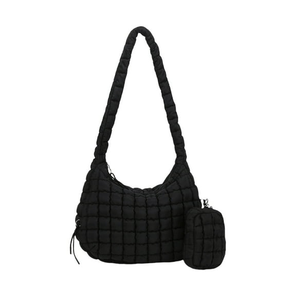 FENOHREFE Fashionable Puffer Shoulder Bag for Women Quilted Lightweight Spacious Crossbody Bag with Small Zippers Makeup Purse
