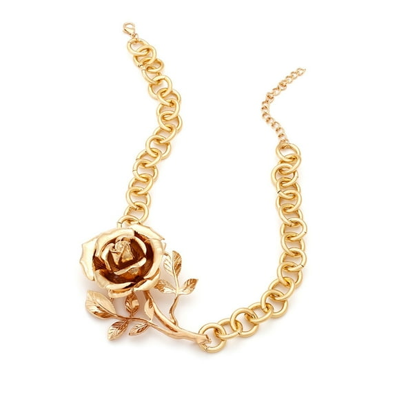 FENOHREFE Fashionable Rose Pendant Necklace Adjustable Chain Necklace Stylish Neck Jewelry Metal Texture for Various Occasion