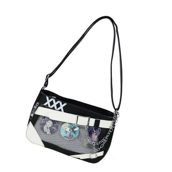 FENOHREFE Fashionable Women's Bag Badge Display PU Leather Crossbody Bag Color Matching Aesthetic Shoulder Bags for Everyday Use