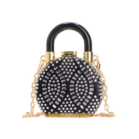 FENOHREFE Feminine Rhinestones Bridal Clutch Purse for Women Lipsticks Handbag Small Shoulder Bag with Removable Chain Strap