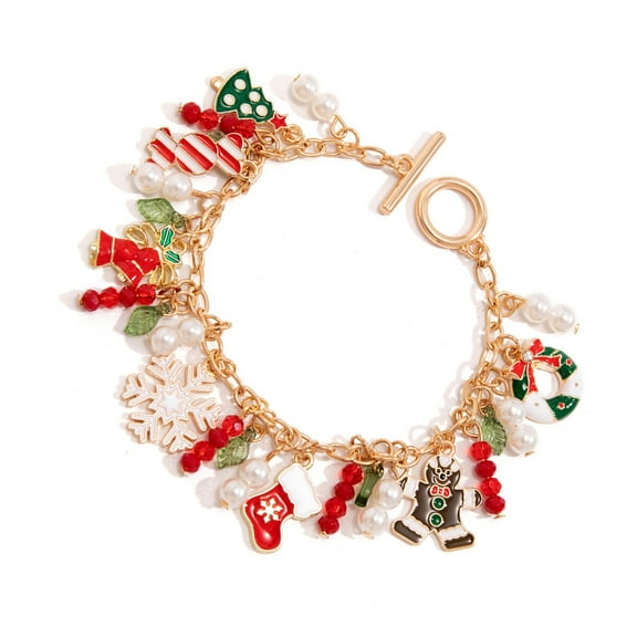 FENOHREFE Festive Christmas Tree And Snowflake Bracelets Colorful Beaded Wrist Chain Jewelry Gifts For Women’s Holiday Outfits