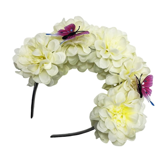 FENOHREFE Flower Headband for Traveling Taking Photo Spring Girl Ethnic Hair Hoop Wedding Party Bride Hairband