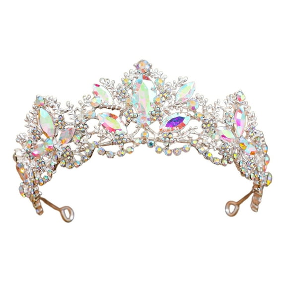 FENOHREFE Girls Crowned Crystal Headwear for Women and Girls Wedding Rhinestoned Queen Headdress Wedding Crowned Props