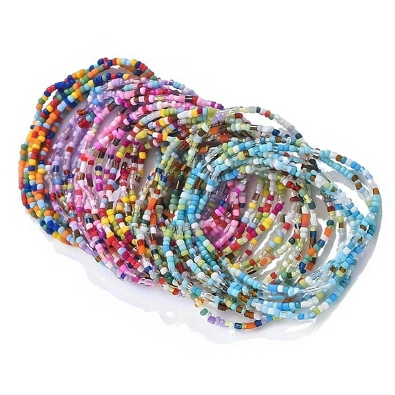 FENOHREFE Glass Bead Bracelet Set 30pcs Colorful Beads Ankle Bracelets to Complement Your for Any Occasion