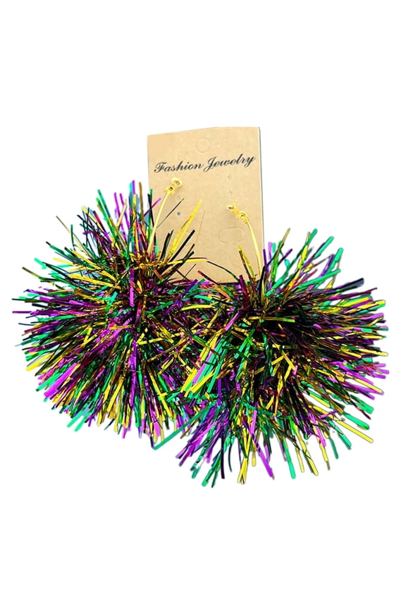 Glittering Ball Earrings Women Drop Earrings Rainbow Tinsel Earrings Dangle Earrings for Mardi Gras Festivals