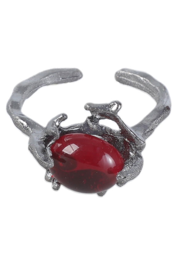 Gothic Crystal Liquid Metal Rings Edgy Black Thorn Adjustable Zircon Open Rings StylishJewelry for Fashion Enthusiasts