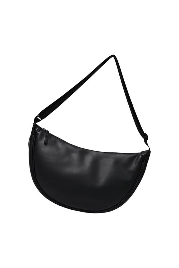 Half Moon Shaped PU Leather Crossbody Bag Large Capacity Unisex Shoulder Bags Dumpling Purse for Daily Use
